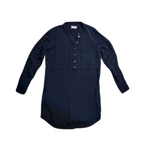 Lou & Grey Women's 3/4 Sleeve‎ Button Up Black Dress Size Size Medium